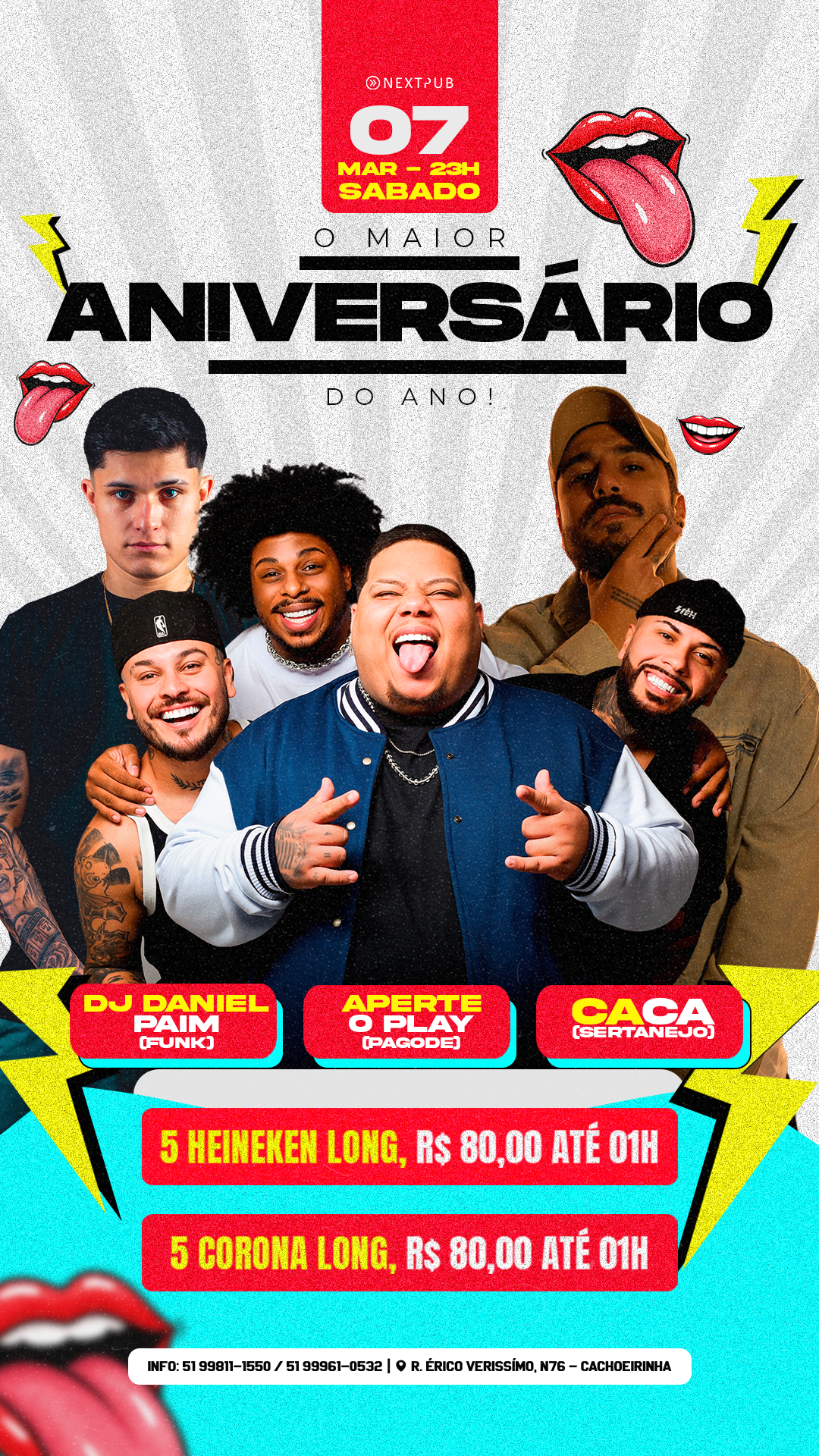 NEXT PUB 07.03 APERTE O PLAY + DJ DANIEL PAIM + CACÁ
