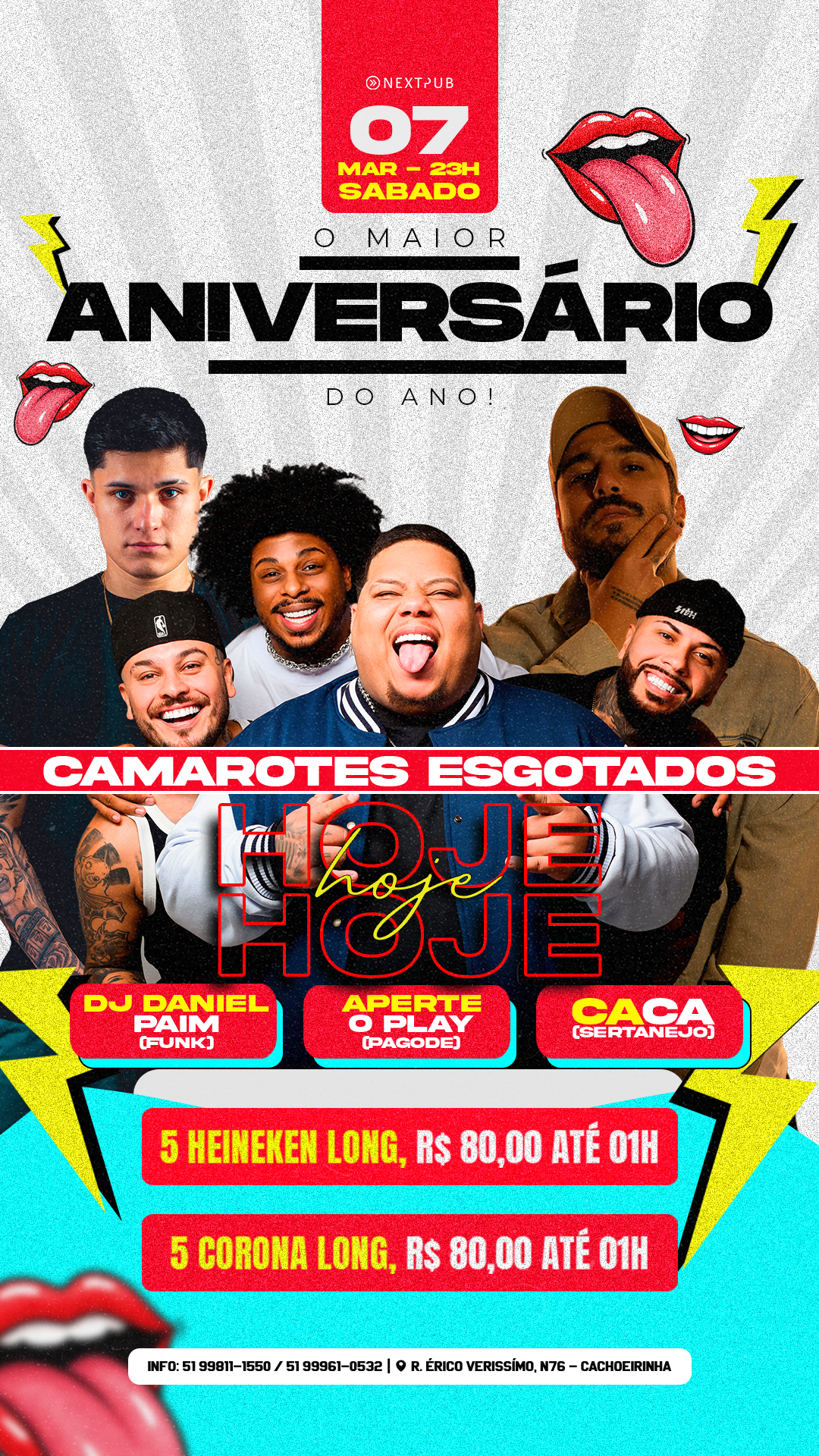 NEXT PUB 07.03 APERTE O PLAY + DJ DANIEL PAIM + CACÁ HOJE